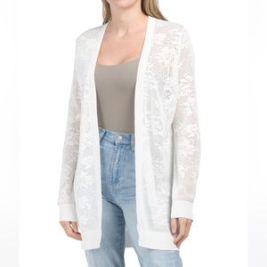 NEW RIO & RIAN Open Front Cardigan With Novelty Floral Stitch